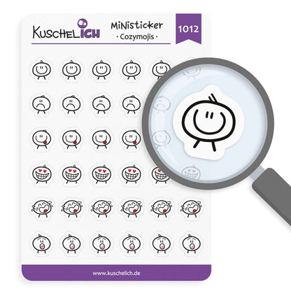 Aufkleber 6 verschiedene Stimmungs Emoji passend für Terminplaner, Kalender, Bulletjournal