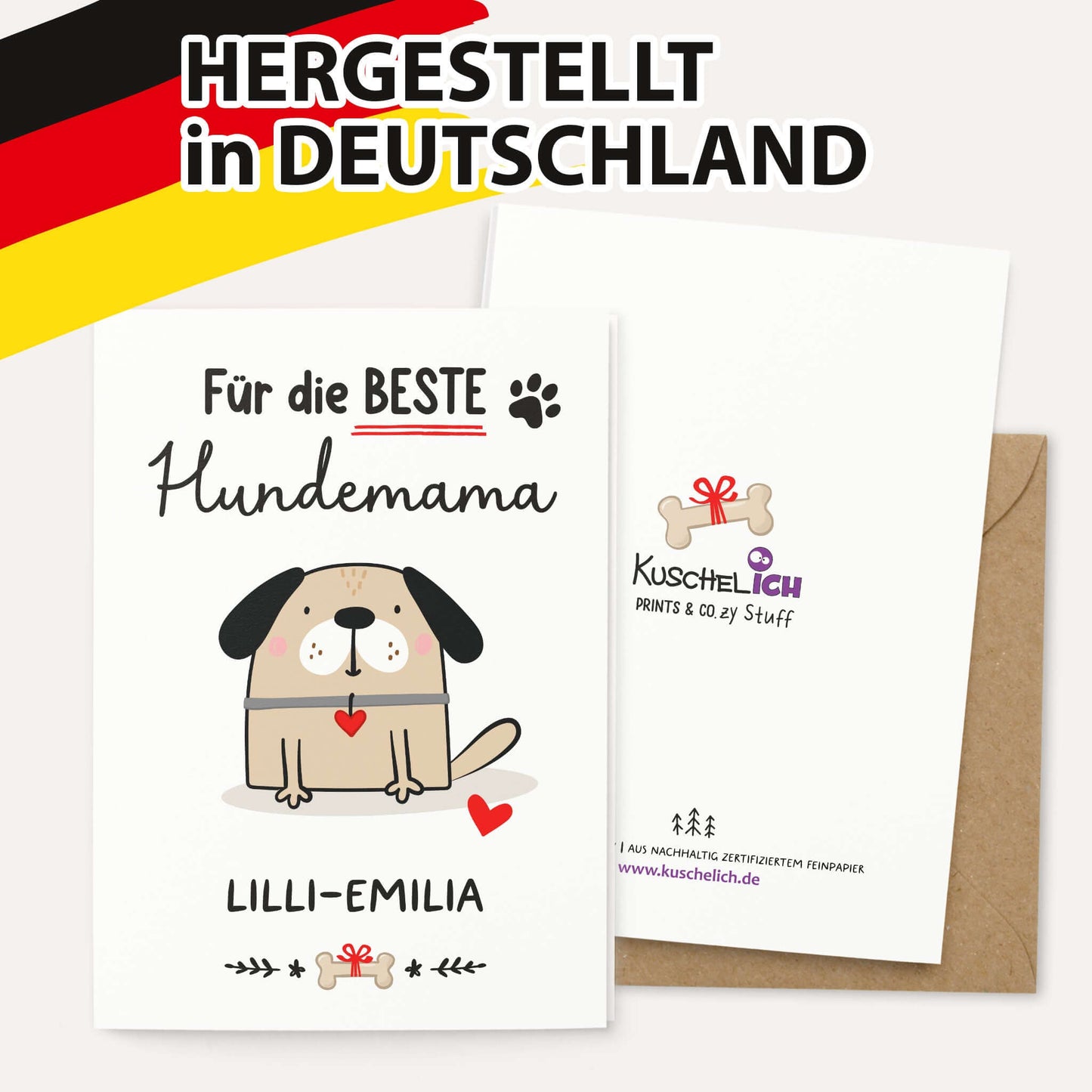 Personalisierungsbeispiel der Karte mit Wunschnamen