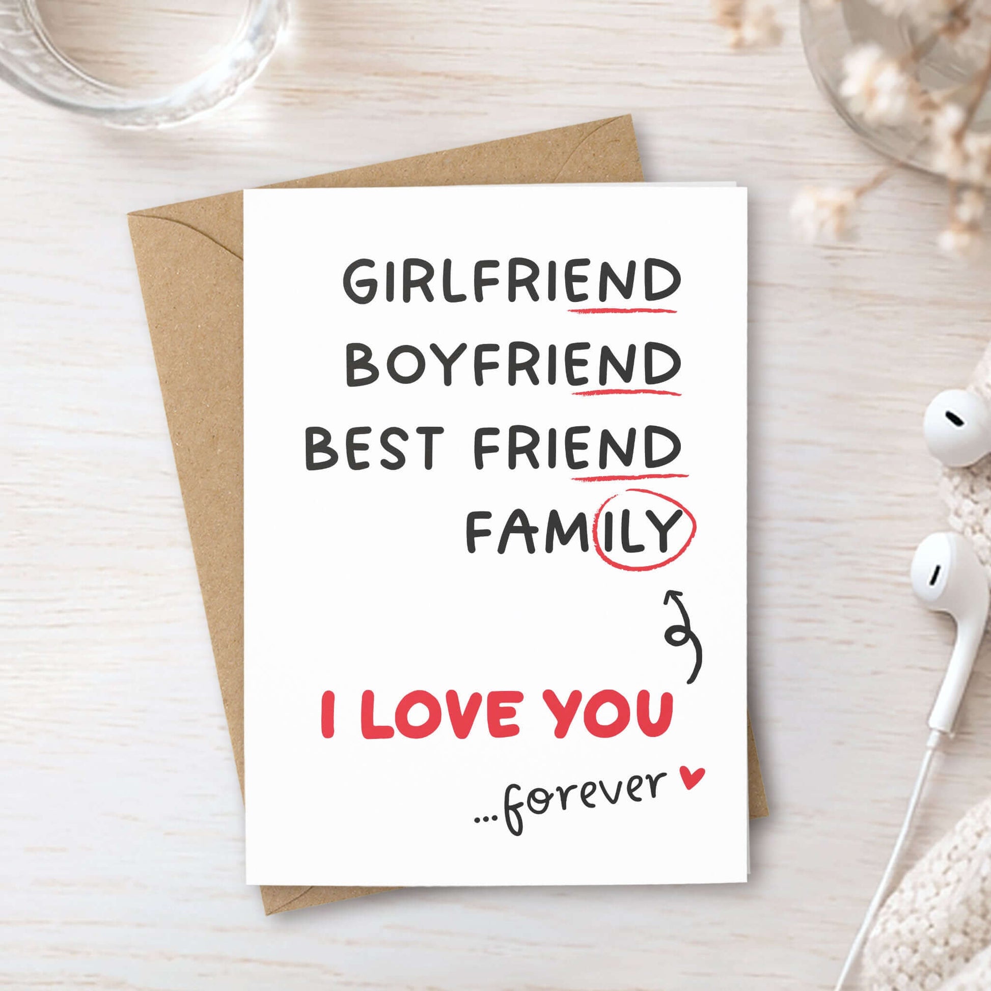 Klappkarte I Love You forever mit Kraftumschlag – Vorderseite – KuschelICH
