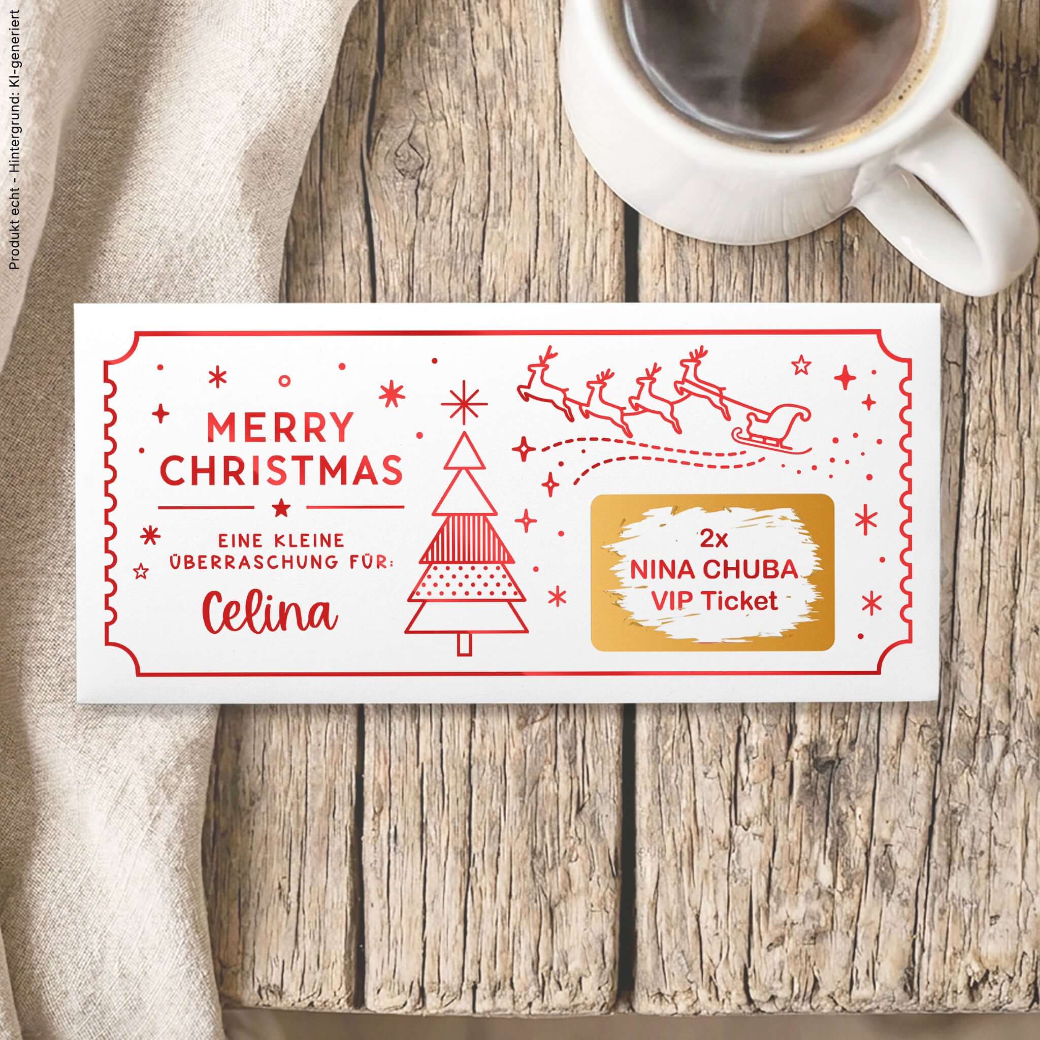 Rubbelgutschein Weihnachten personalisiert mit Name 