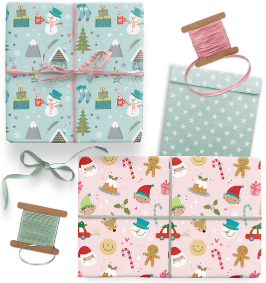 Geschenkpapier für Weihnachten "Santa & Friends"