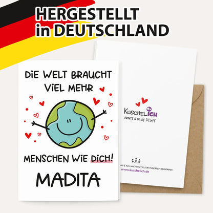 Klappkarte "Mehr Menschen wie Dich!" - personalisierbar