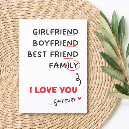 Postkarte Girlfriend Boyfriend Family – I Love You forever – KuschelICH
