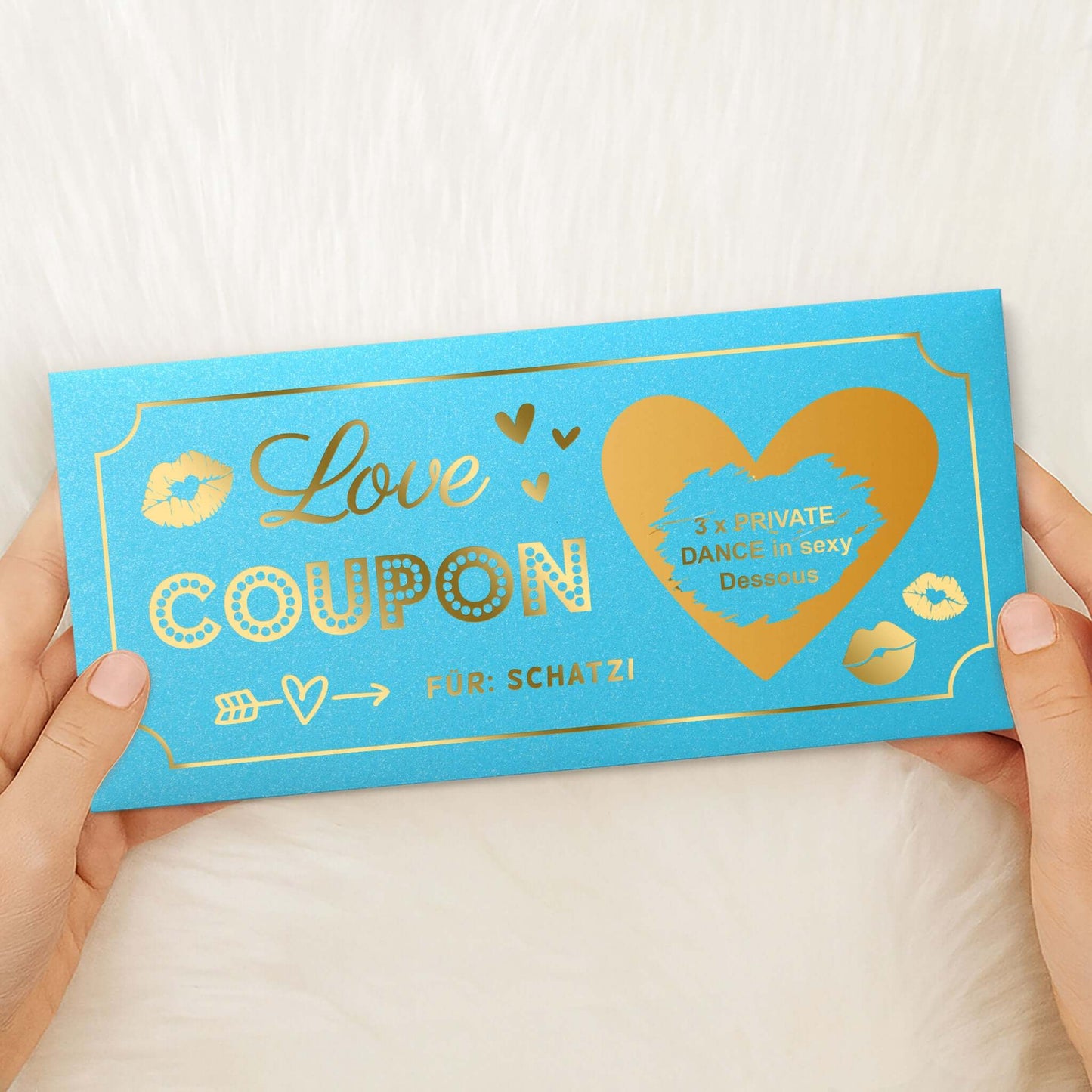 Personalisierter Gutschein mit Rubbelfeld im Love-Coupon-Design für Schatzi.
