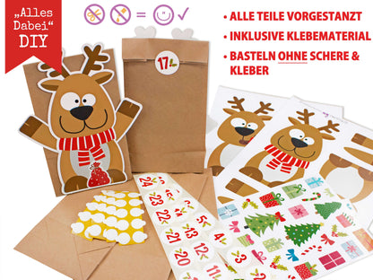 Adventskalender Elch zum Befüllen Bestandteile Komplettset