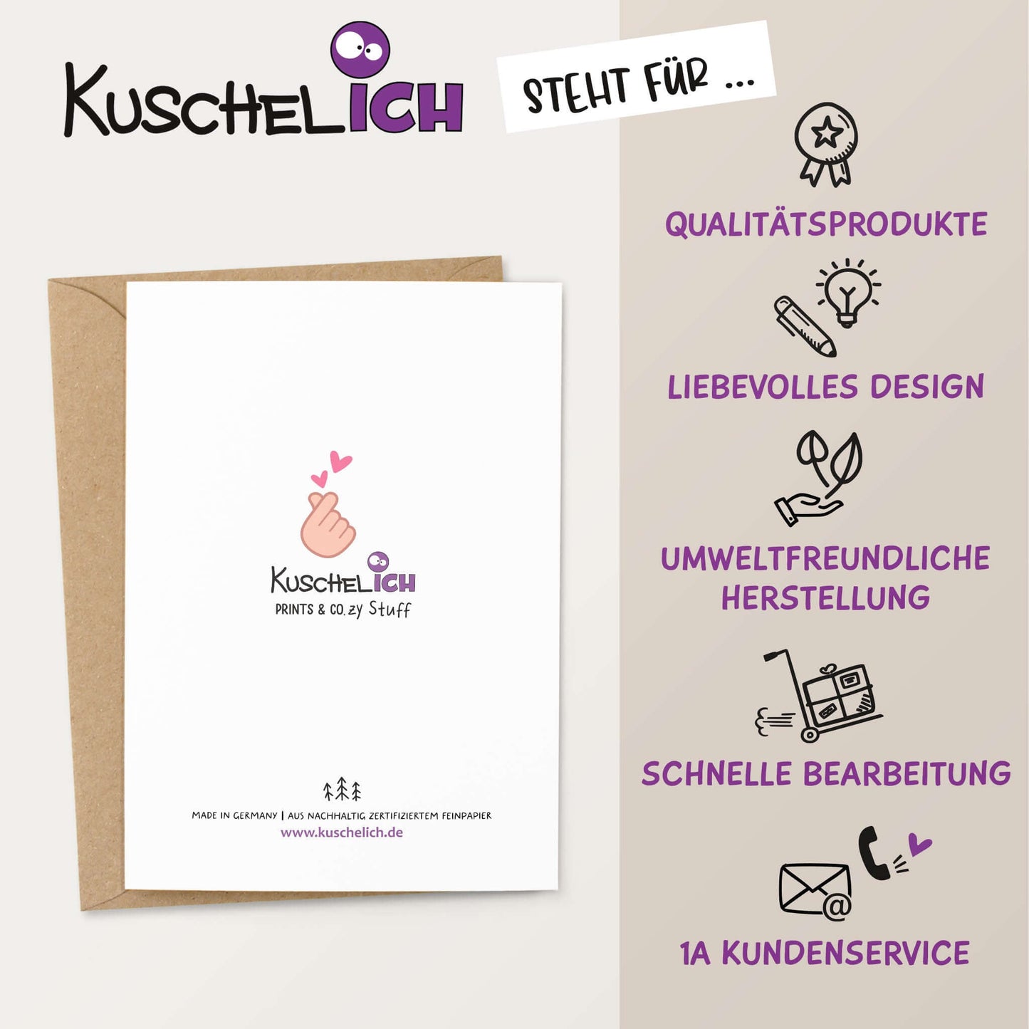 Klappkarte Hergestellt in Deutschland Made in Germany – Klappkarte DIN A6 – KuschelICH