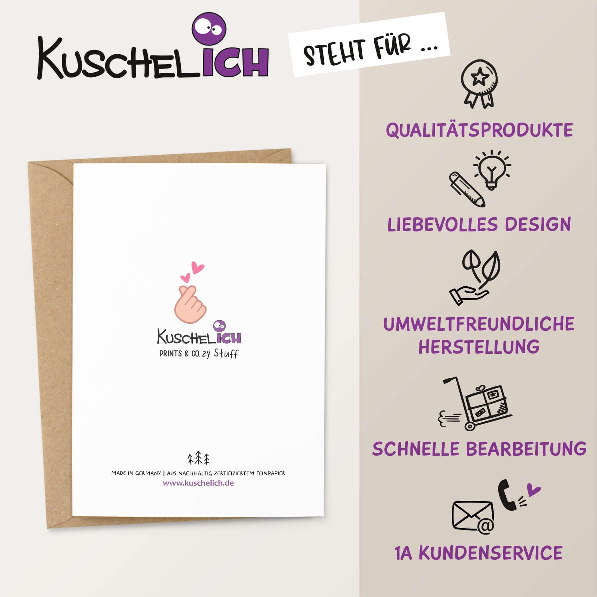 Klappkarte Hergestellt in Deutschland Made in Germany – Klappkarte DIN A6 – KuschelICH