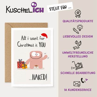 Weihnachtskarte "All I want for Christmas" Qualität Made in Germany