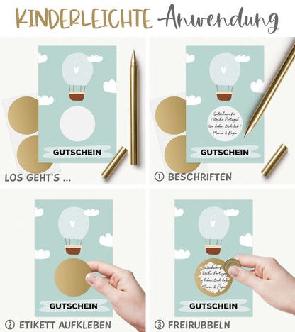 Anwendung Rubbelaufkleber Rubbeletiketten Antik-Gold 5 cm ⌀