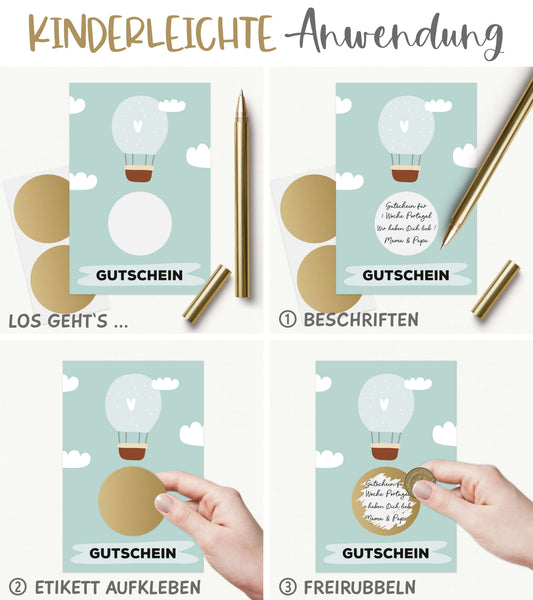 Anwendung Rubbelaufkleber Rubbeletiketten Antik-Gold 5 cm ⌀