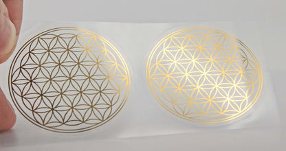 Blume des Lebens Aufkleber gold transparent