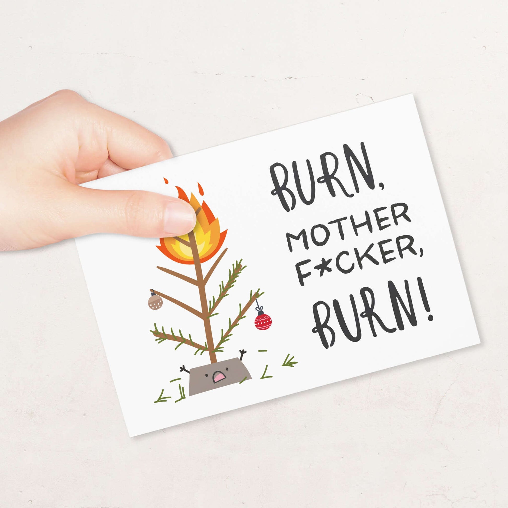 Böse Weihnachtskarte "Burn Motherfucker, Burn" - Anwendungsbeispiel