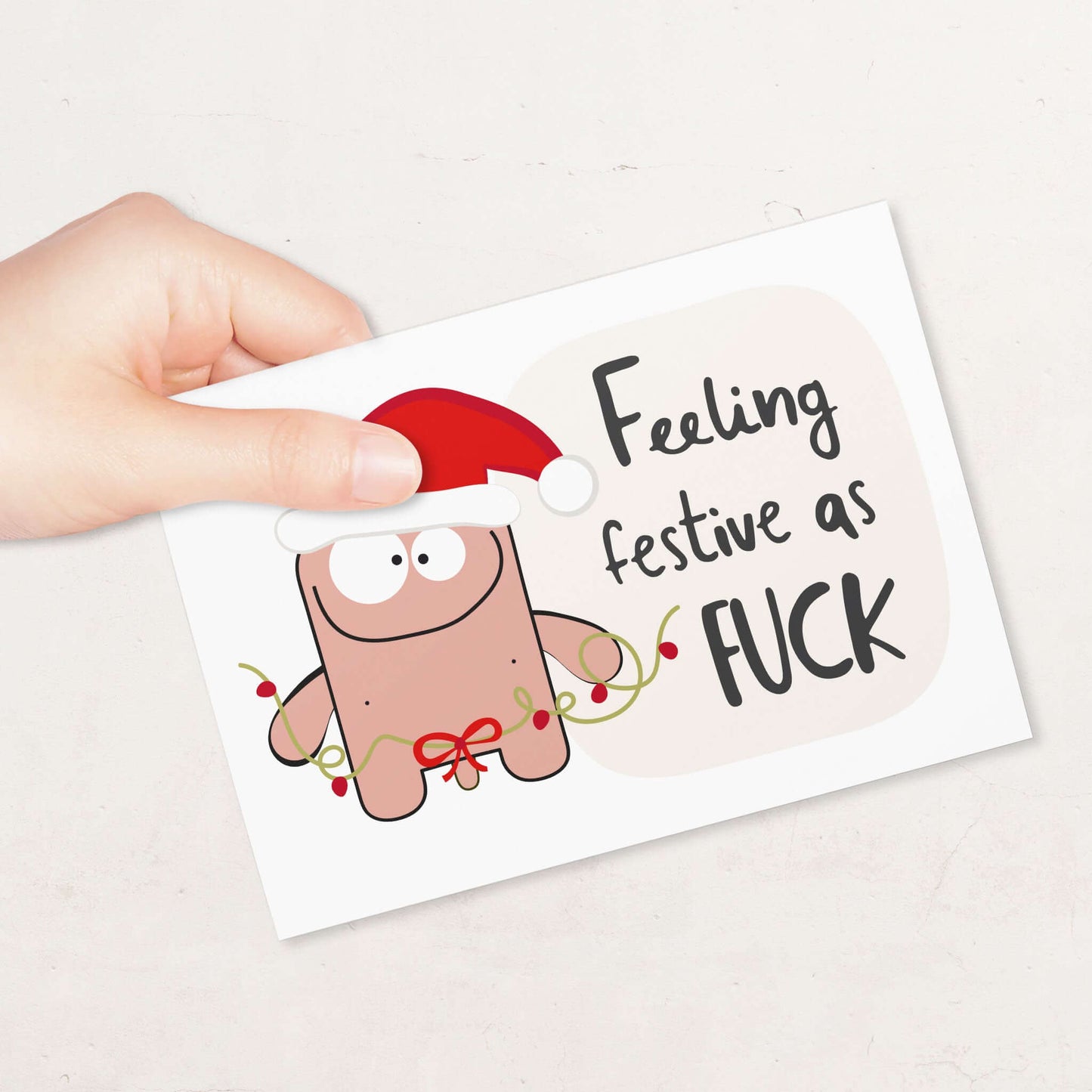 Lustige Weihnachtskarte "Feeling Festive as FUCK" - Ansicht Vorderseite