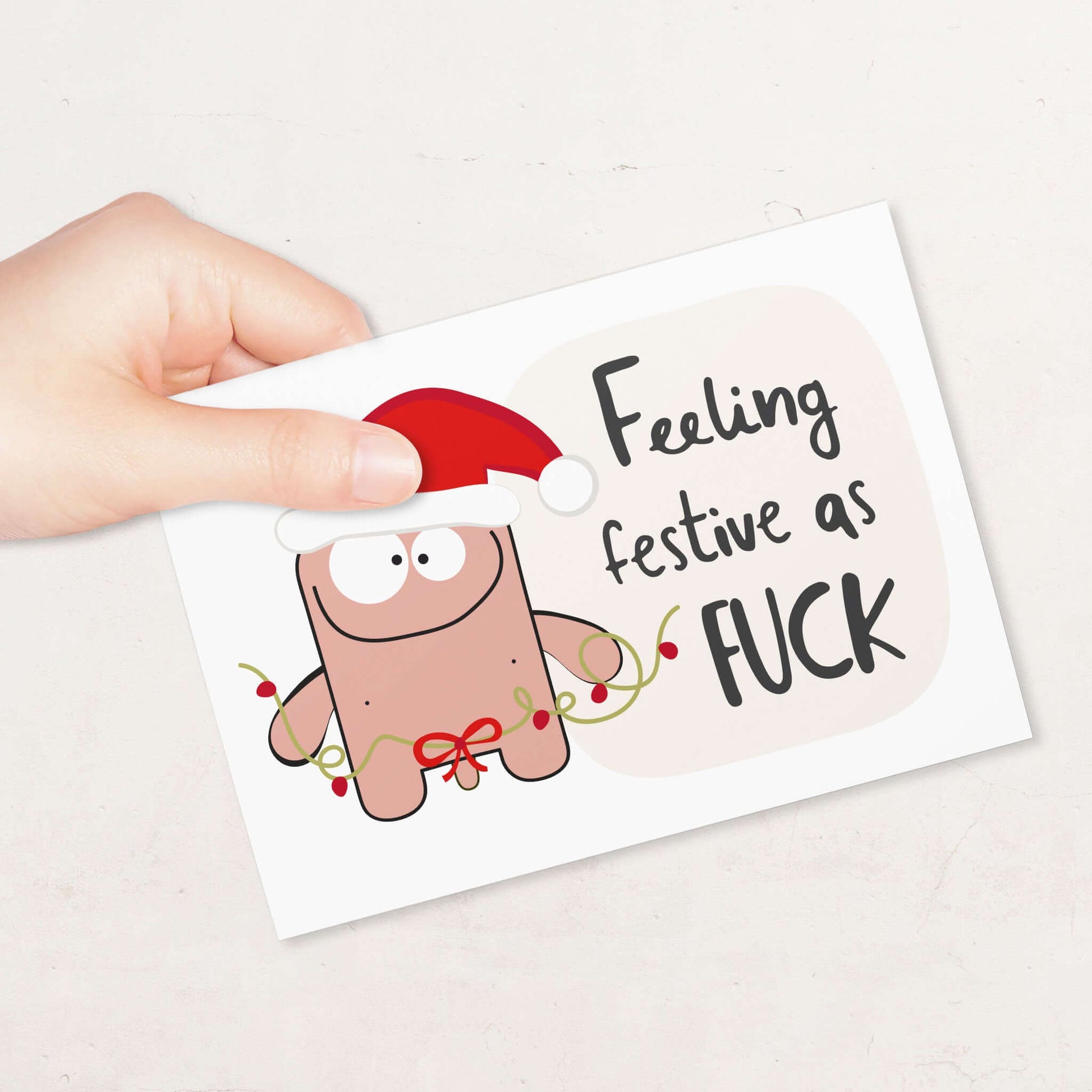 Lustige Weihnachtskarte "Feeling Festive as FUCK" - Ansicht Vorderseite