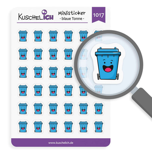 Kalender Aufkleber Mülltonne blaue Tonne Altpapier Erinnerung Mülltermine