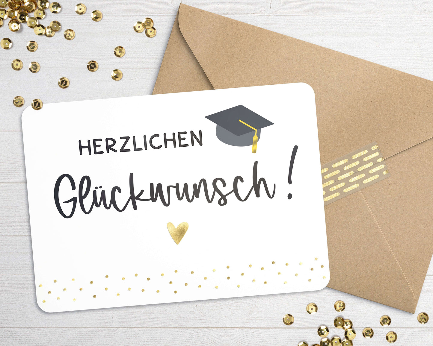 Karte Abschluss Studium Ausbildung mit Briefumschlag