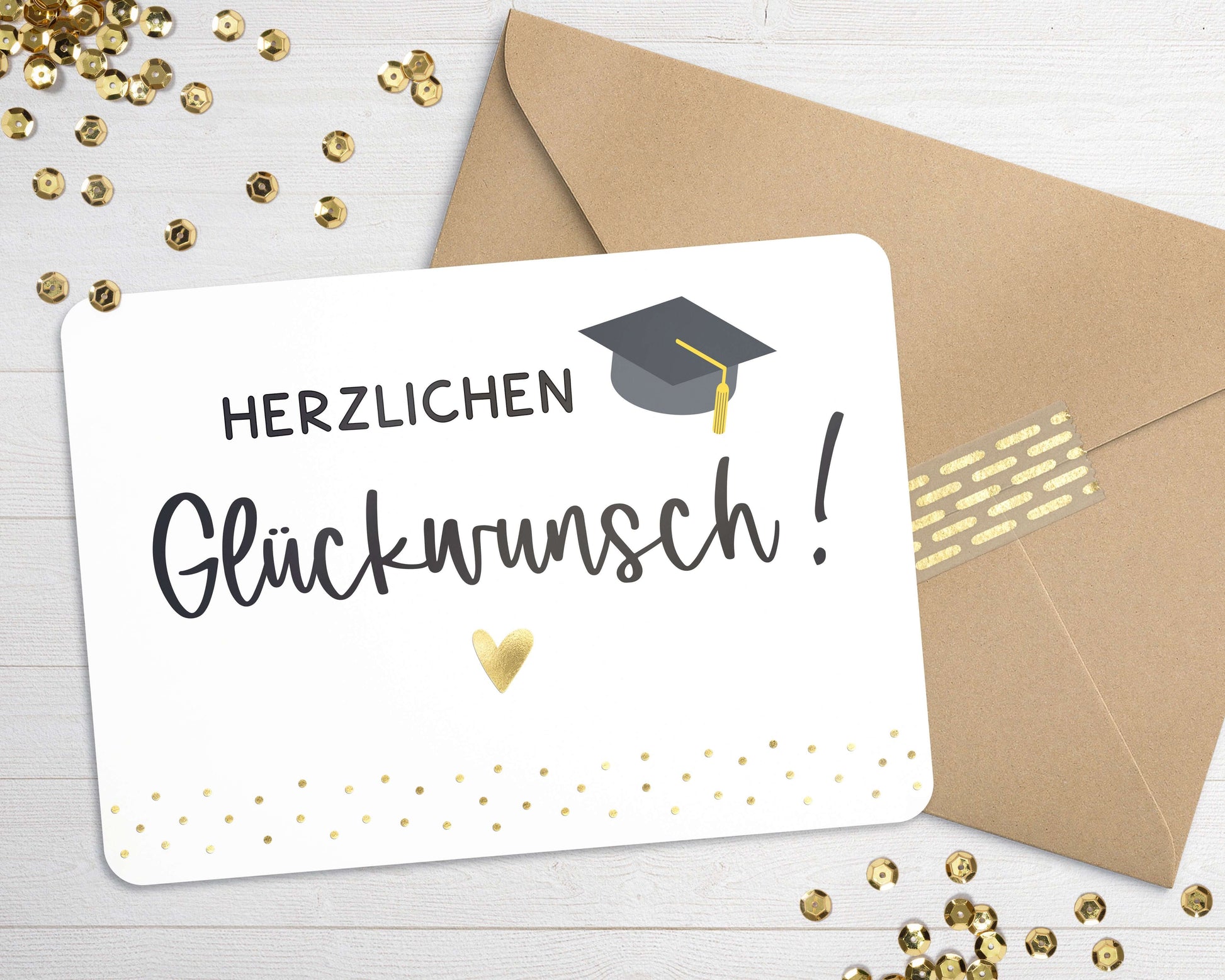 Karte Abschluss Studium Ausbildung mit Briefumschlag