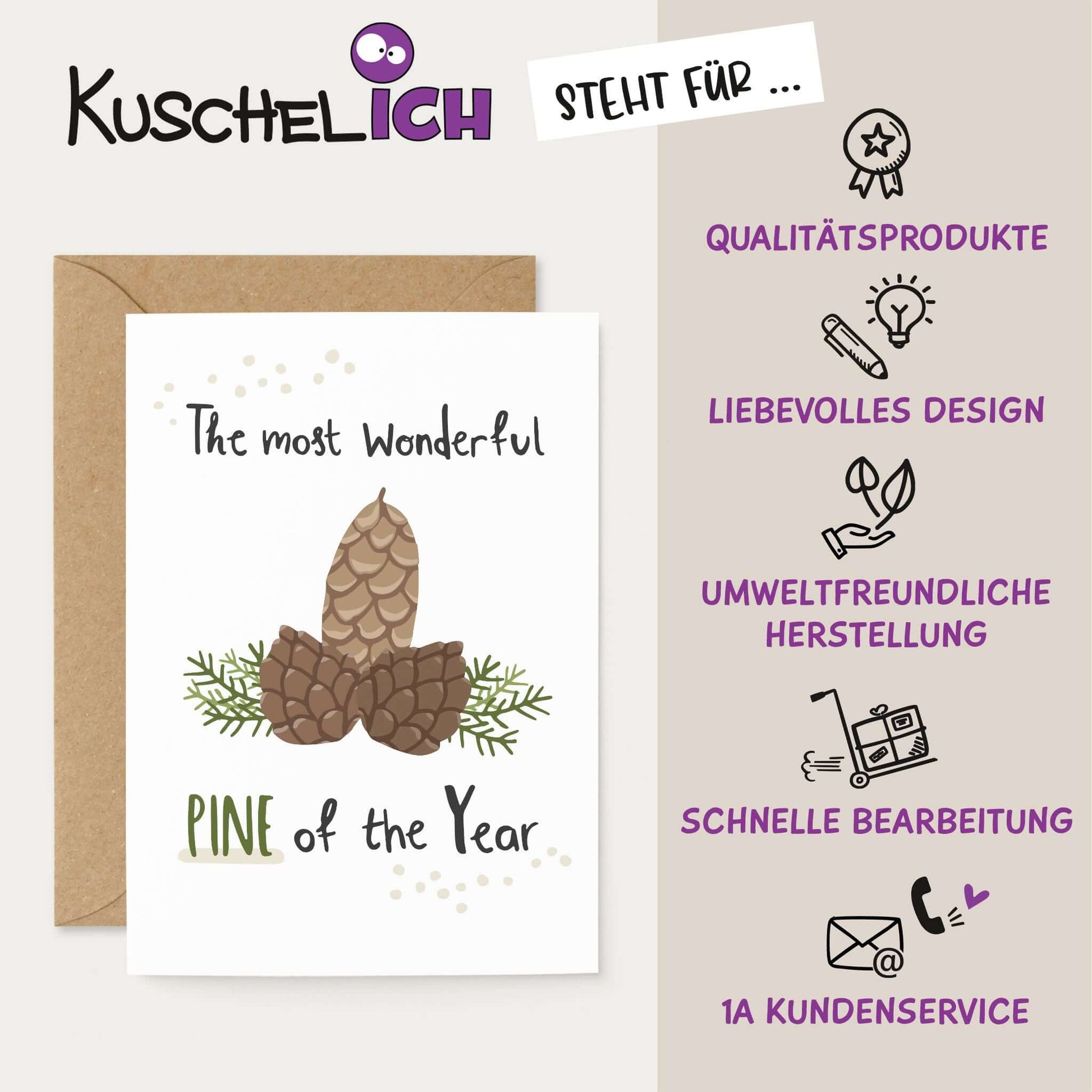 Lustige Geschenkkarte für Weihnachten "Pine of the Year" 