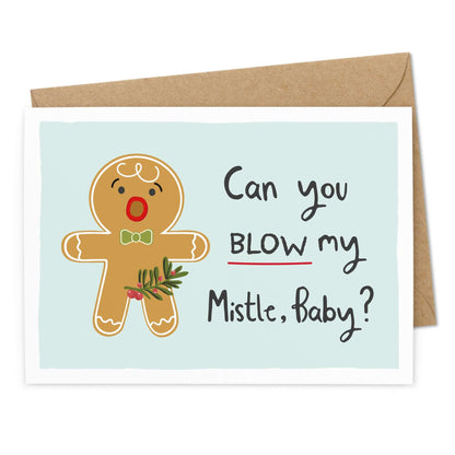 Lustige Weihnachtskarte "Can you blow my Mistle, Baby?"