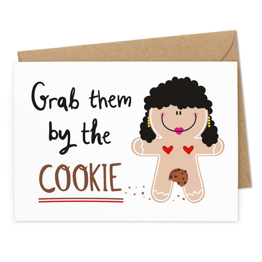 Lustige Weihnachtskarte "Grab them by the COOKIE" - Ansicht Vorderseite