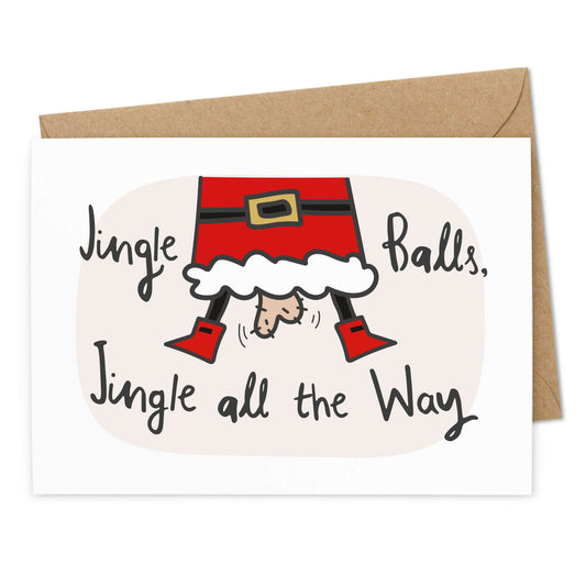 Lustige Weihnachtskarte "Jingle Balls" - Vorderseite