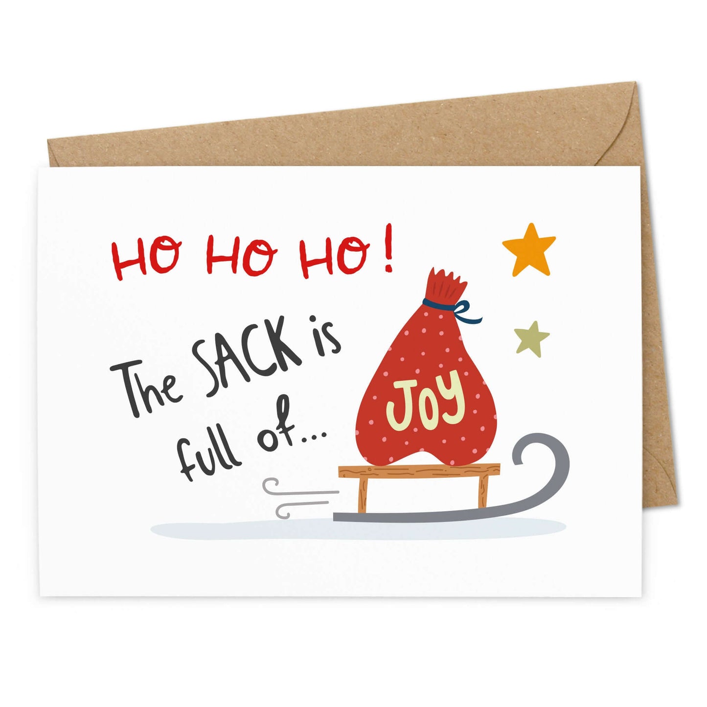 Lustige Weihnachtskarte "Sack full of Joy" - Ansicht Motiv