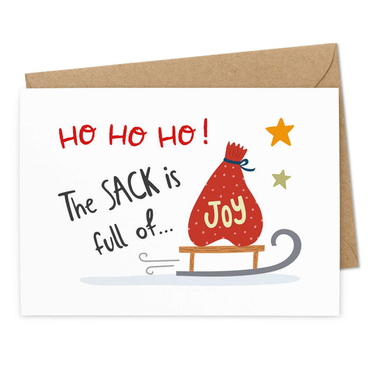 Lustige Weihnachtskarte "Sack full of Joy" - Ansicht Motiv