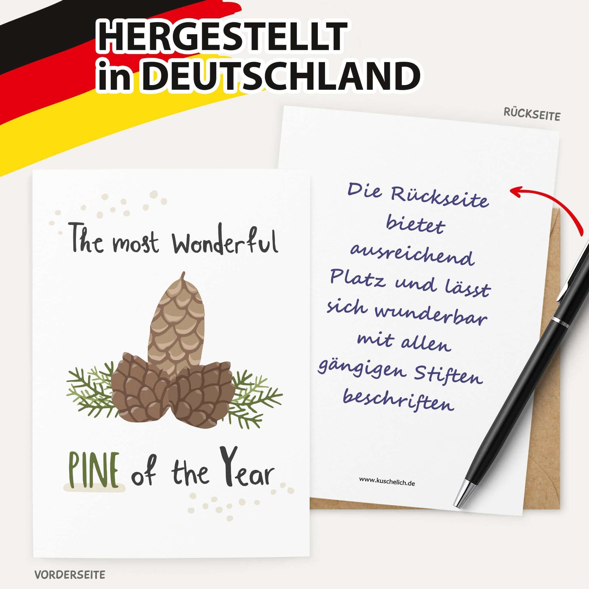 Lustige Postkarte "Pine of the Year" Made in Germany