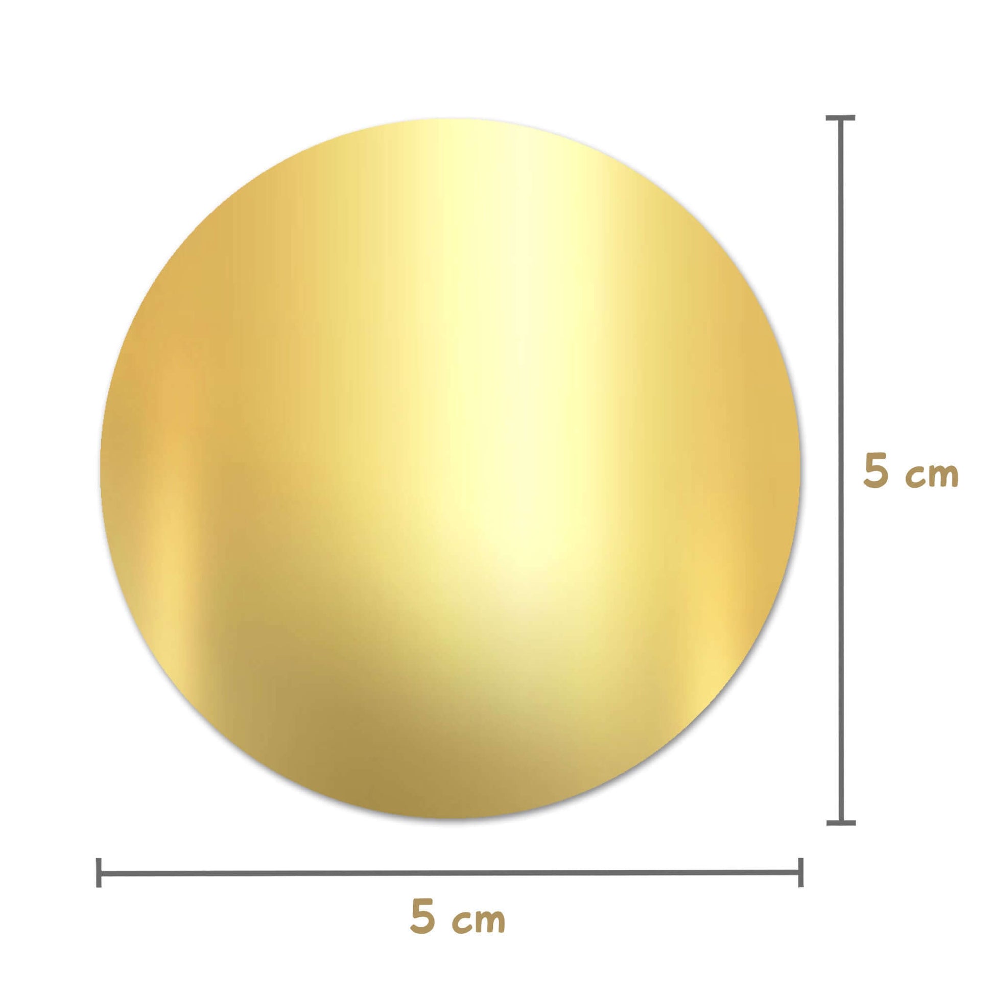 Maße Rubbelaufkleber gold glänzend rund 5 cm ⌀ - Gold metallic Scratch Off Sticker