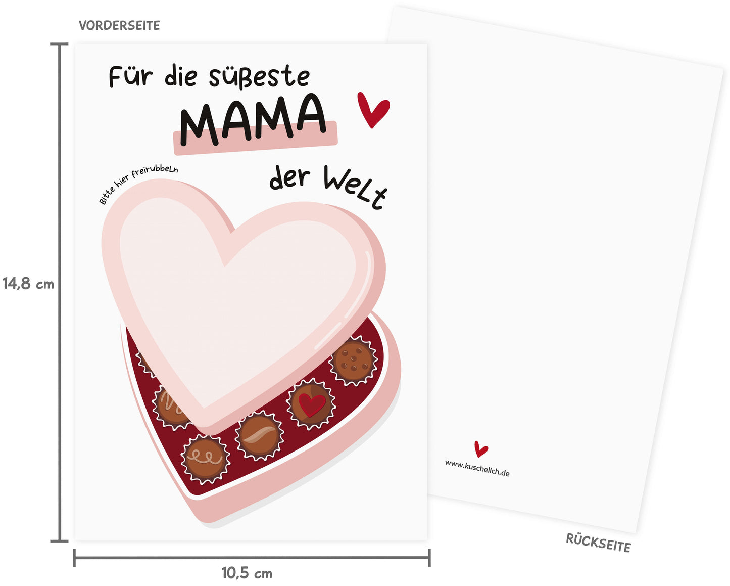 Muttertagskarte Rubbelkarte Muttertag Maßangabe