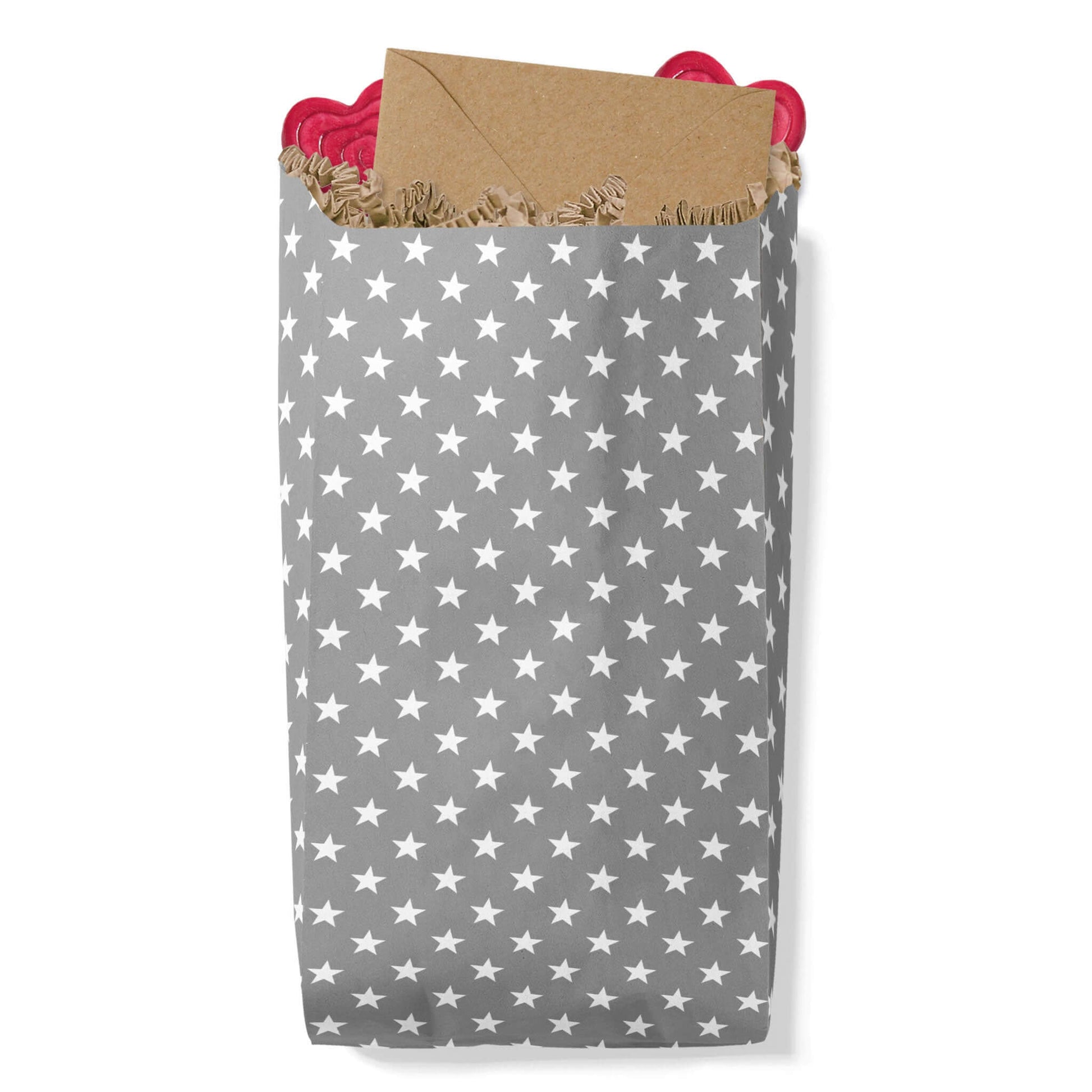 Papiertüten Verpackungstüten grau mit Sternen