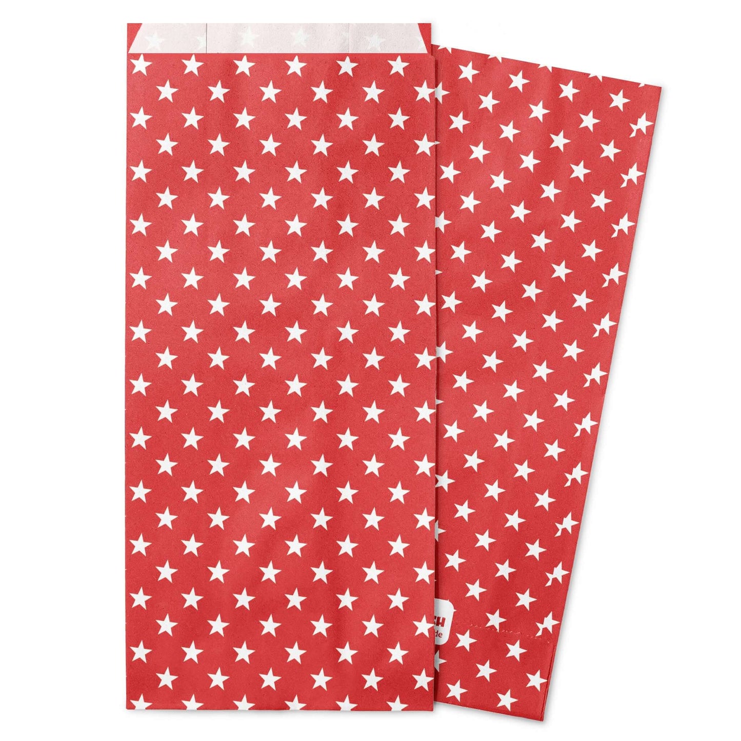 Papiertüte rot mit Sternen