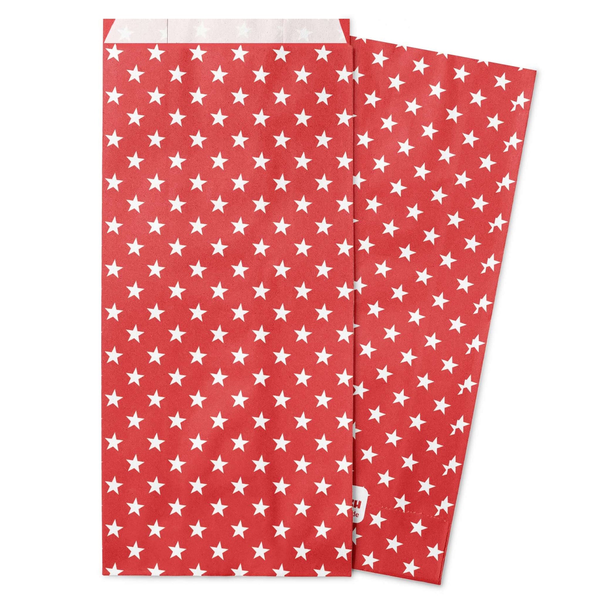 Papiertüte rot mit Sternen