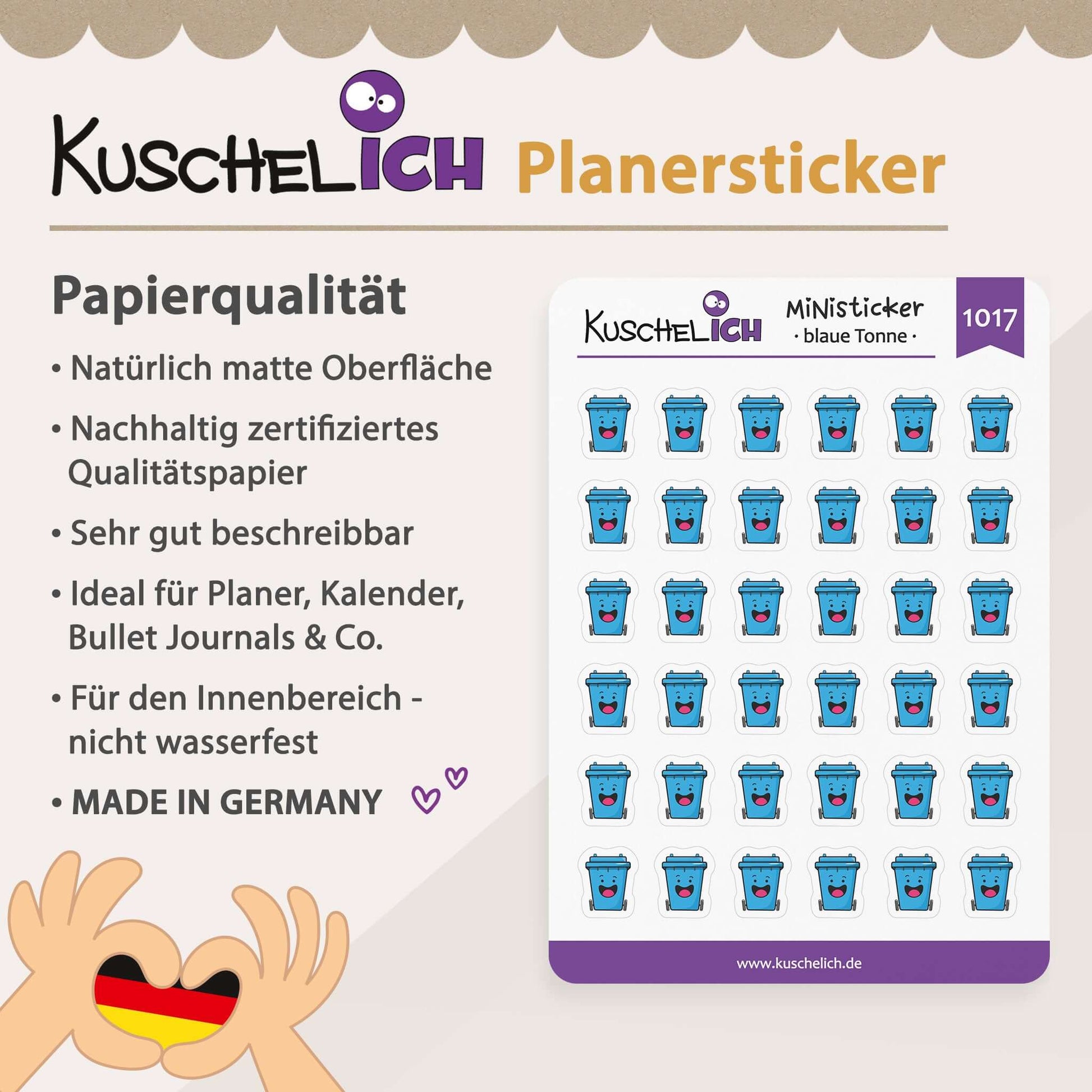 Qualitätsmerkmale Kalender Aufkleber Altpapier Erinnerung Mülltermine