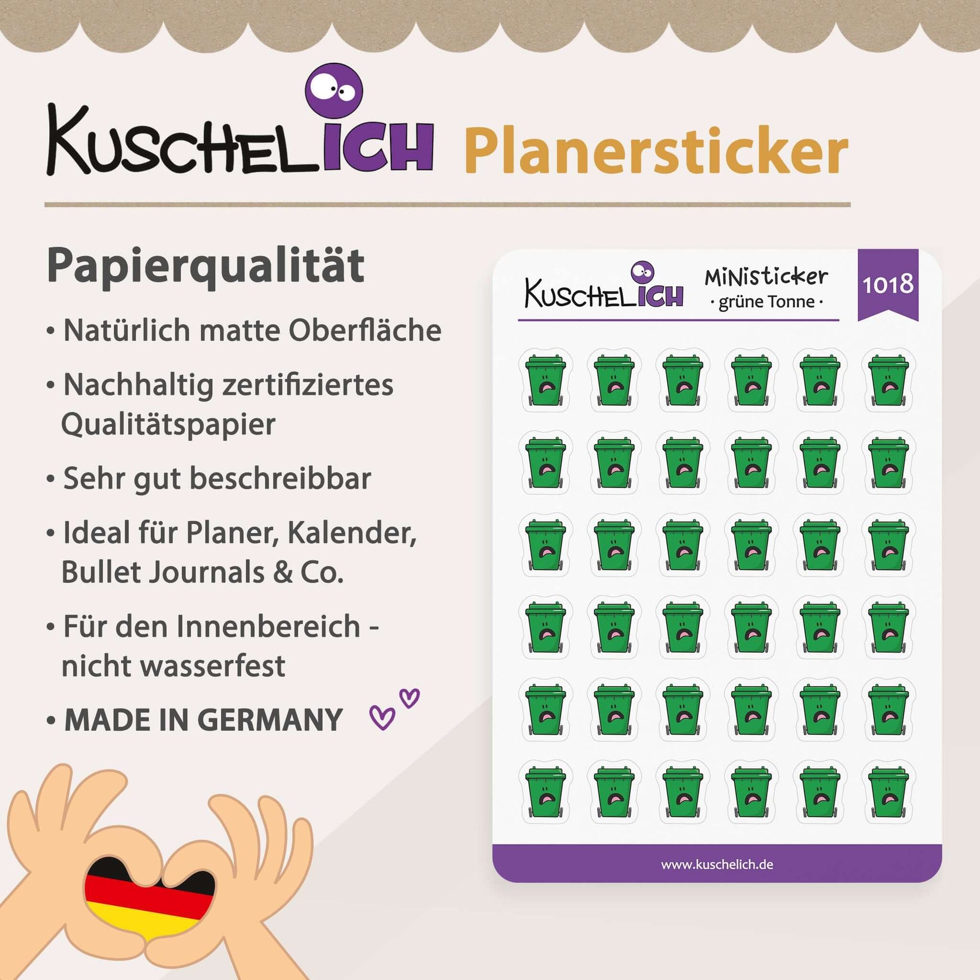 Qualitätsmerkmale Kalender Aufkleber Bio-Müll Erinnerung Mülltermine