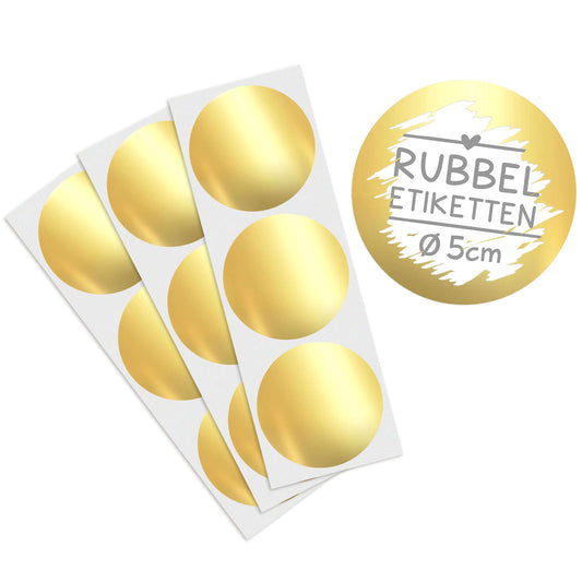 Rubbelaufkleber gold glänzend rund 5 cm ⌀ - Gold metallic Scratch Off Sticker