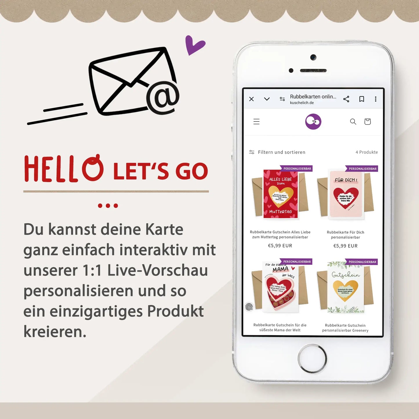 Rubbelgutschein online kaufen - personalisiert