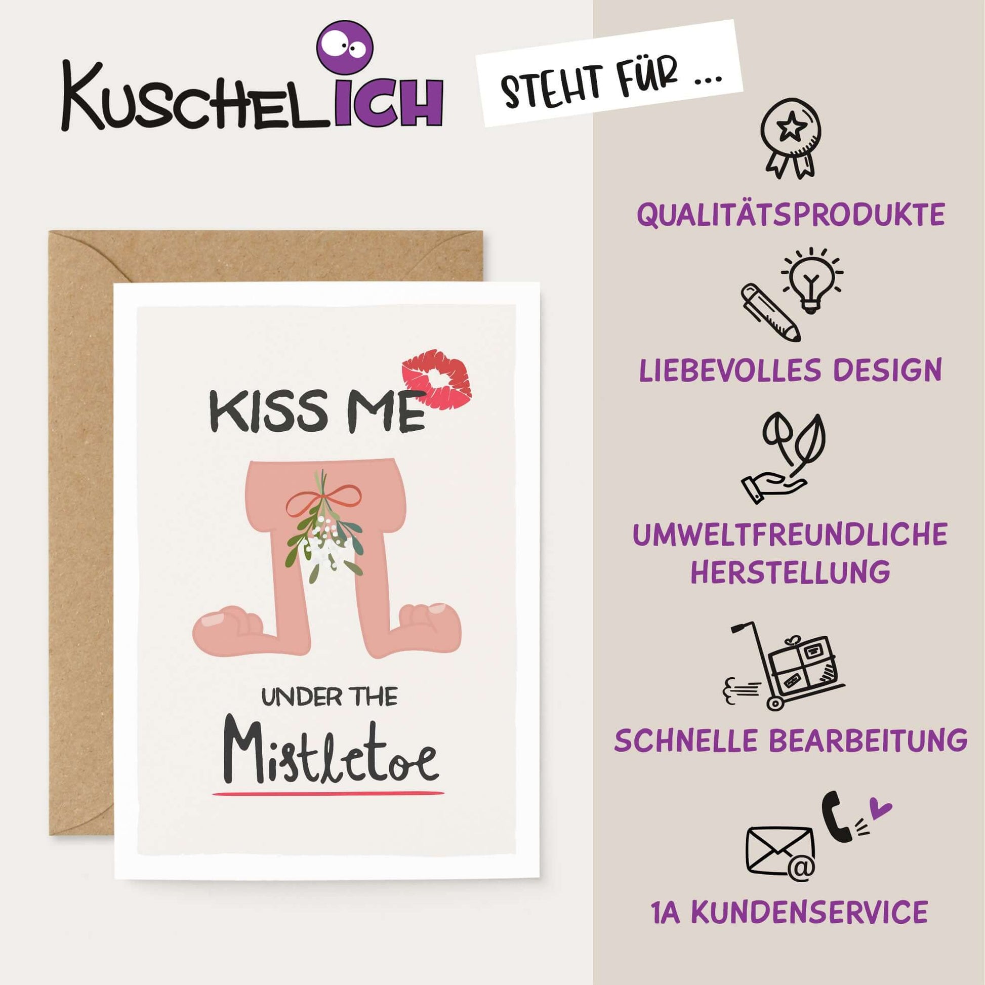 Weihnachtskarte für Verliebte "Under the Mistletoe"