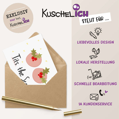 Lustige Weihnachtskarte "Tits the Season" - mit Briefumschlag