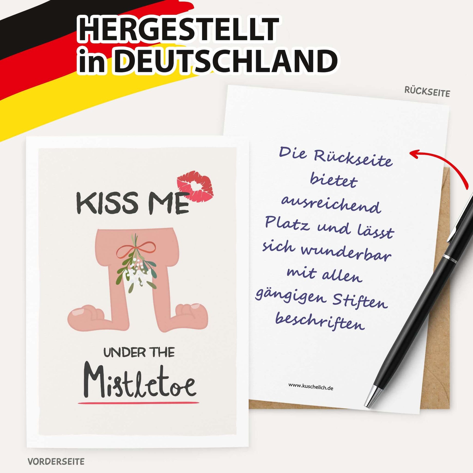Lustige Weihnachtskarte "Under the Mistletoe" - Made in Germany