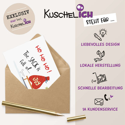 Lustige Weihnachtskarte "Sack full of Joy" - Qualitätsmerkmale