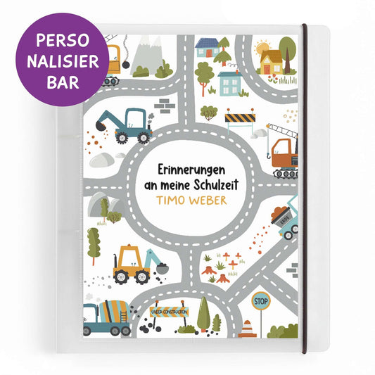 Personalisierter Ringordner A4 mit Baustellen-Motiv – Cover mit Wunschname