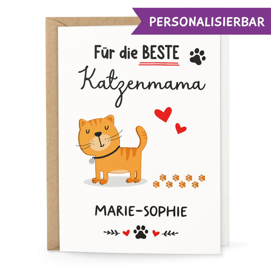 Personalisierbare Grußkarte für die beste Katzenmama mit süßem Katzendesign