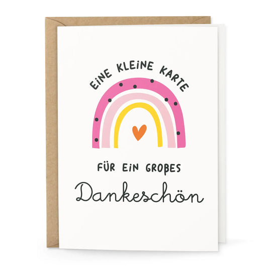 Dankeskarte mit Regenbogen-Design und Herz – Klappkarte mit Umschlag