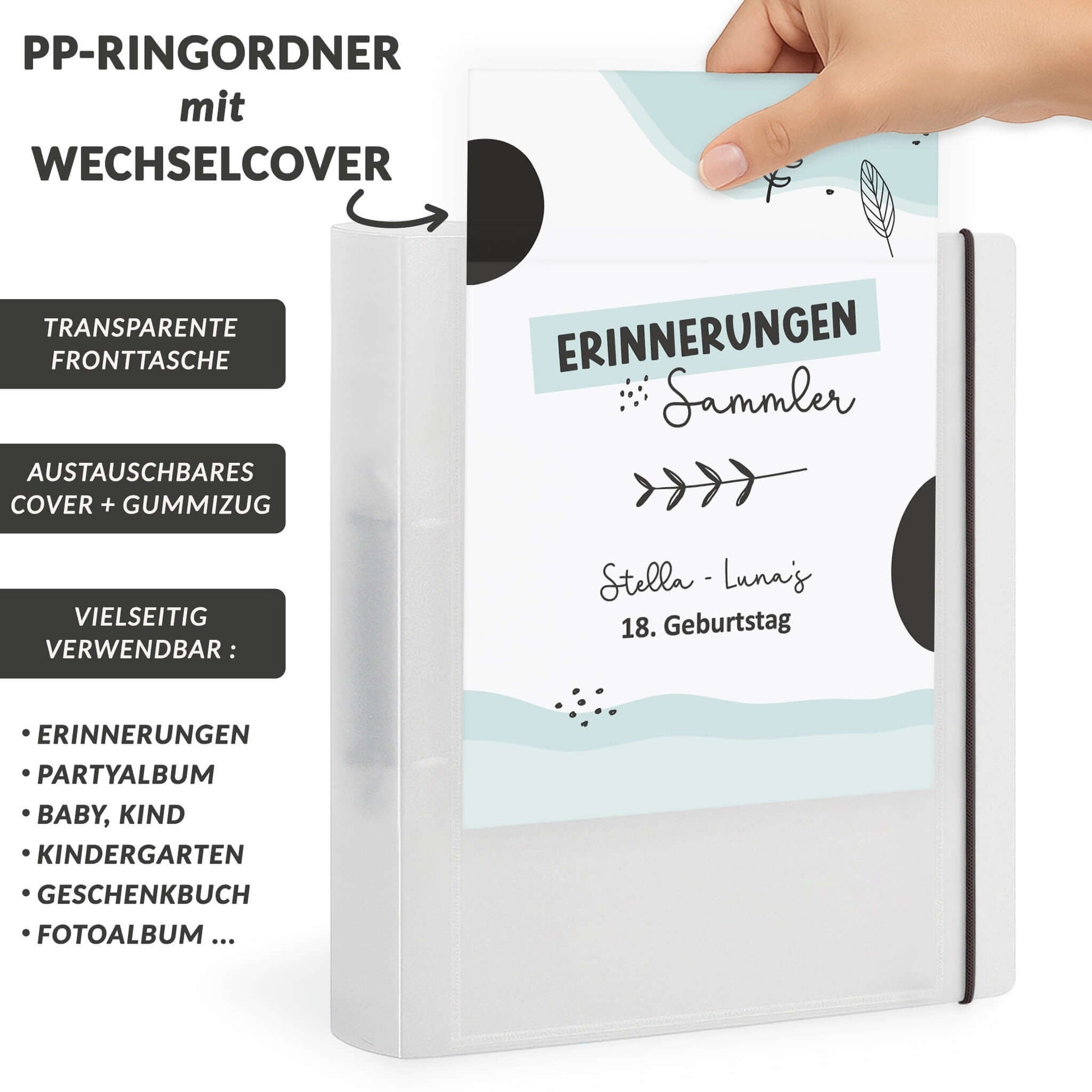 Transparenter Ordner mit austauschbarem Titelblatt