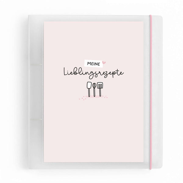 Flexibook DIN A5 rosa Rezept-Ordner „Meine Lieblingsrezepte“ Frontansicht