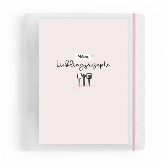Flexibook DIN A5 rosa Rezept-Ordner „Meine Lieblingsrezepte“ Frontansicht