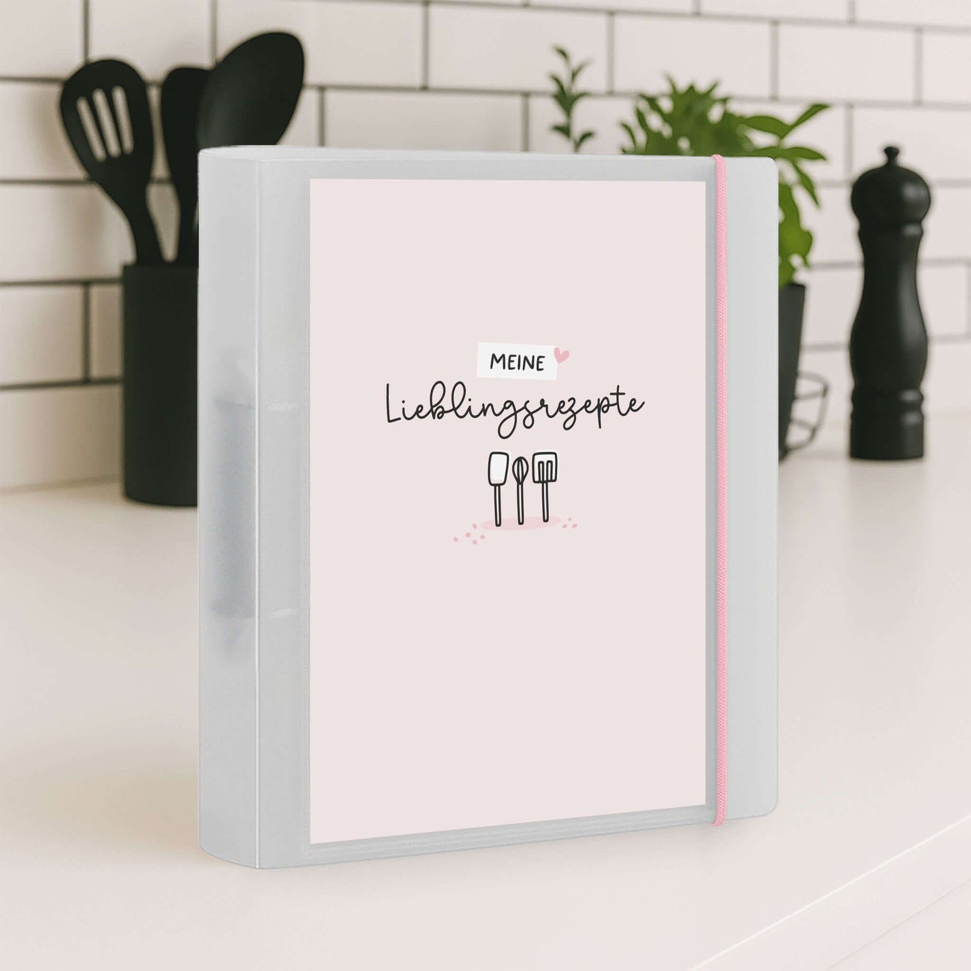 Flexibook A4 Rosé auf der Küchenarbeitsfläche