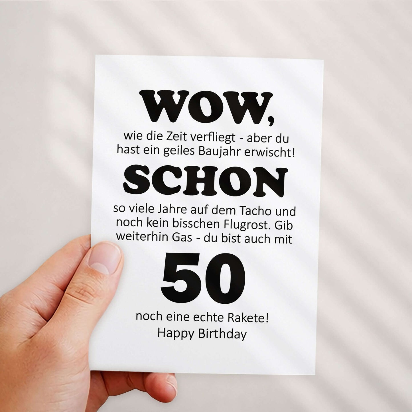 Klappkarte 50. Geburtstag – Hergestellt in Deutschland, mattes Feinpapier – KuschelICH