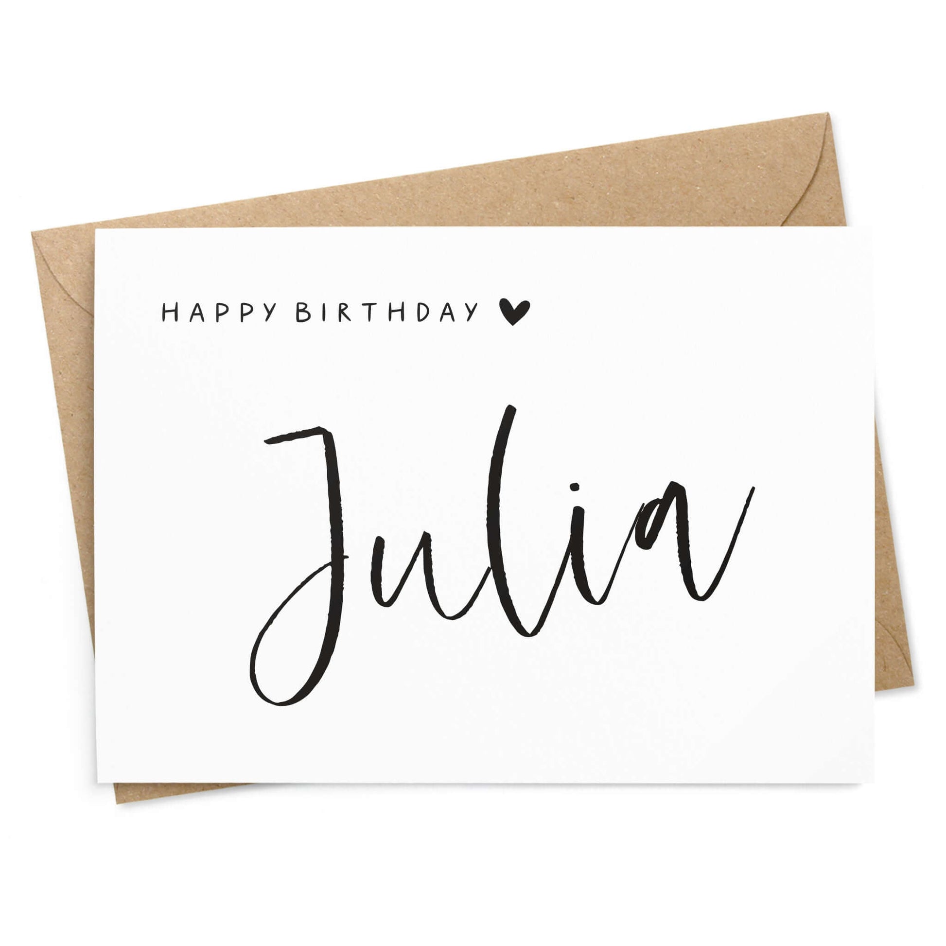 Geburtstagskarte personalisiert mit Namen Julia – Happy Birthday Karte mit Kraftpapier-Umschlag, Hauptmotiv